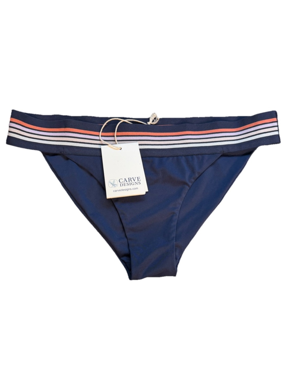 NWT Carve Designs Ava Bikini Bottoms Size M Navy Stripe Swimsuit I8